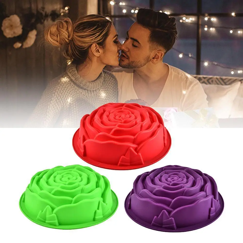 

Large Rose Flower Baking Tray Silicone Cake Mold Form Large Bakery Dish Bakeware Toast Bread Mold