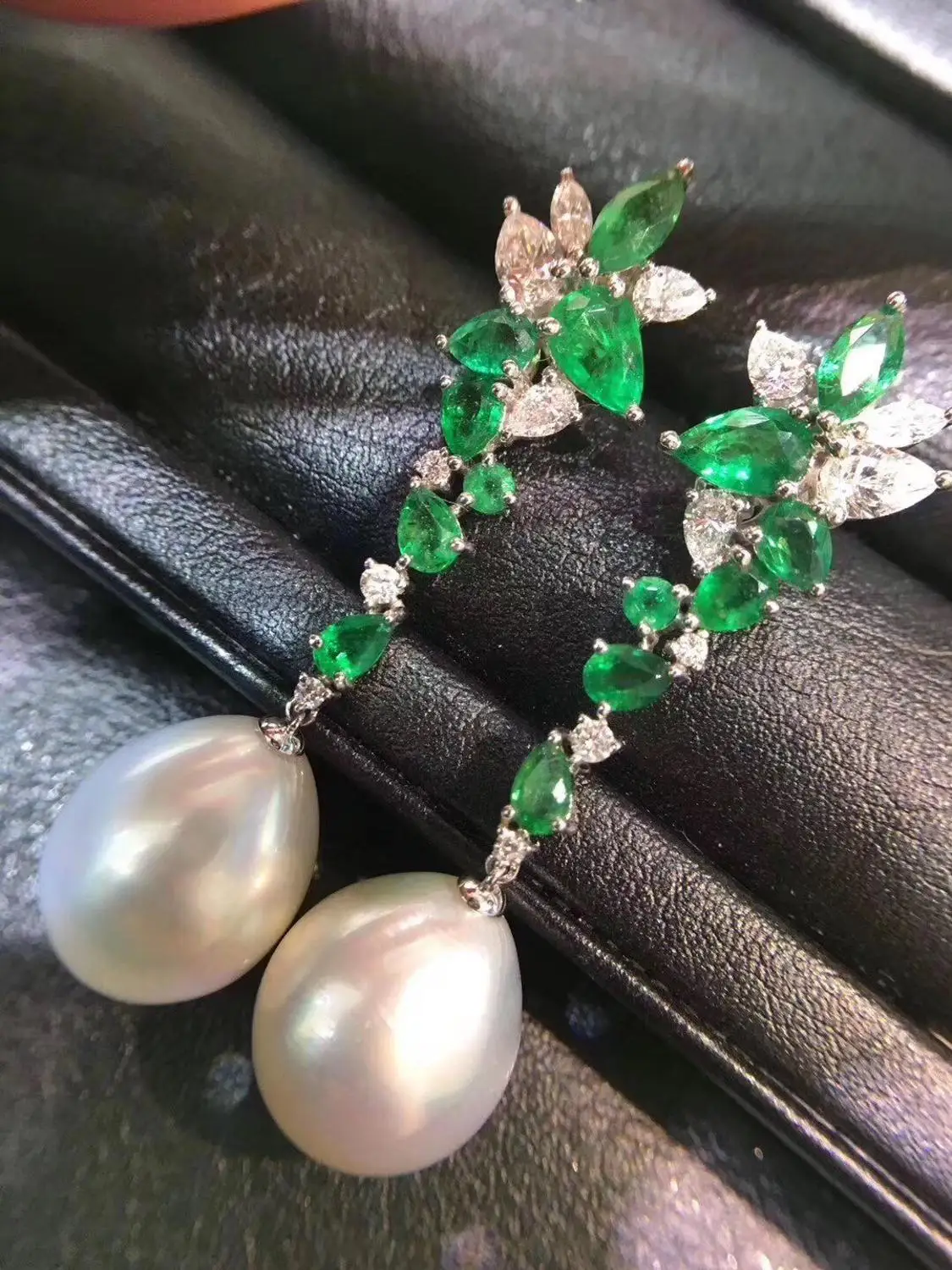 Женские серьги подвески с белым жемчугом D115 сережки из чистого серебра 925 пробы 11