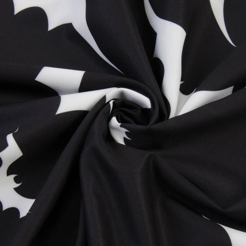 

Streetwear Vintage Plus Size Chiffon Cape Gothic Cloak Midi Dresses Women Bat Print Halloween Black Party Outfits Pleated Dress