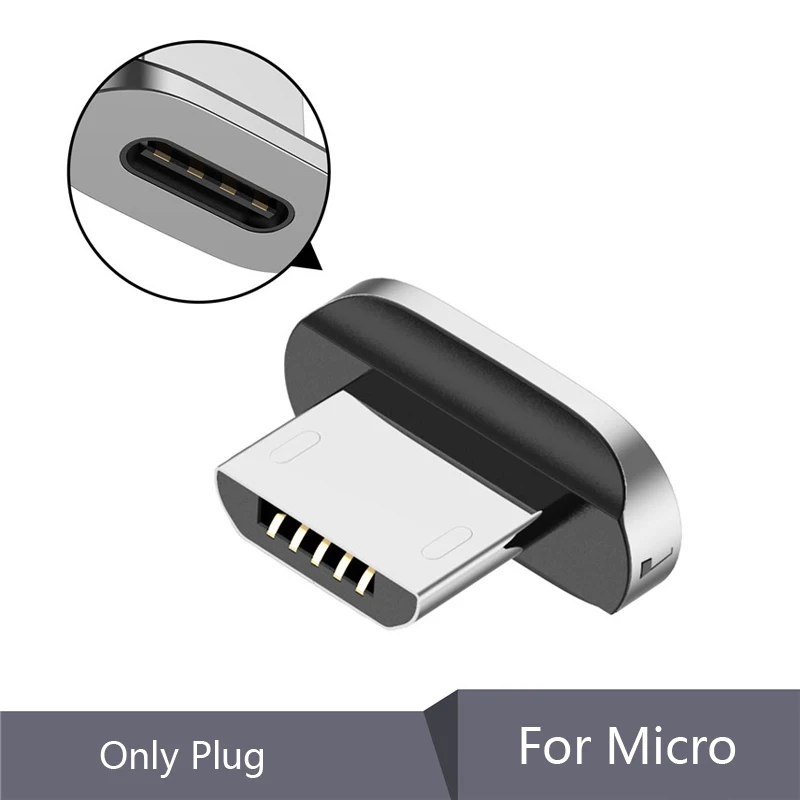 USLION Магнитный кабель Micro USB для iPhone samsung 3A, кабель для быстрой зарядки и передачи данных, Магнитный зарядный кабель usb type C, кабель для телефона Android - Цвет: Only Micro Plug