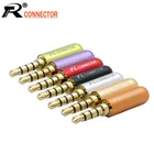 100 шт.лот Mini Jack 3,5 мм 4 полюса штекер алюминиевый корпус стерео 4 Pin 3,5 мм разъем провода Heaphone разъем для наушников