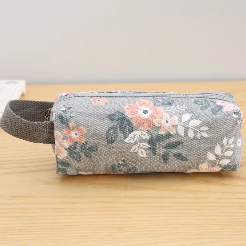 Gray-blue flowers Чехол для карандашей школьные принадлежности kotak pensil estuche para lpices материал escolar trousse scolaire stylo cartuchera para lapices - Цвет: Gray-blue flowers