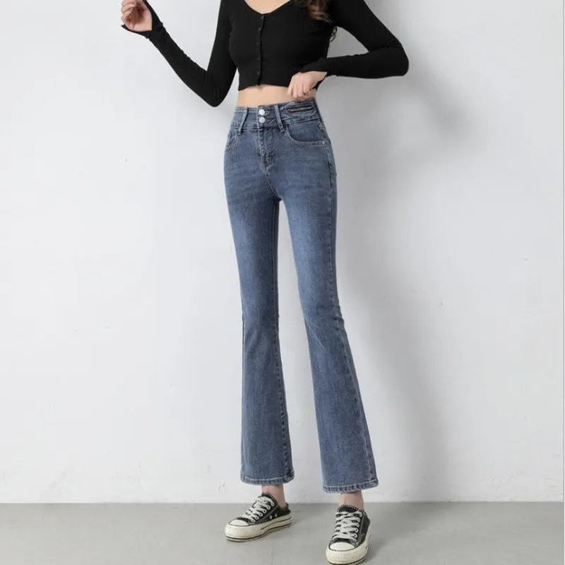 

Женские брюки-клеш с завышенной талией, демисезонные узкие брюки-клеш, 2021