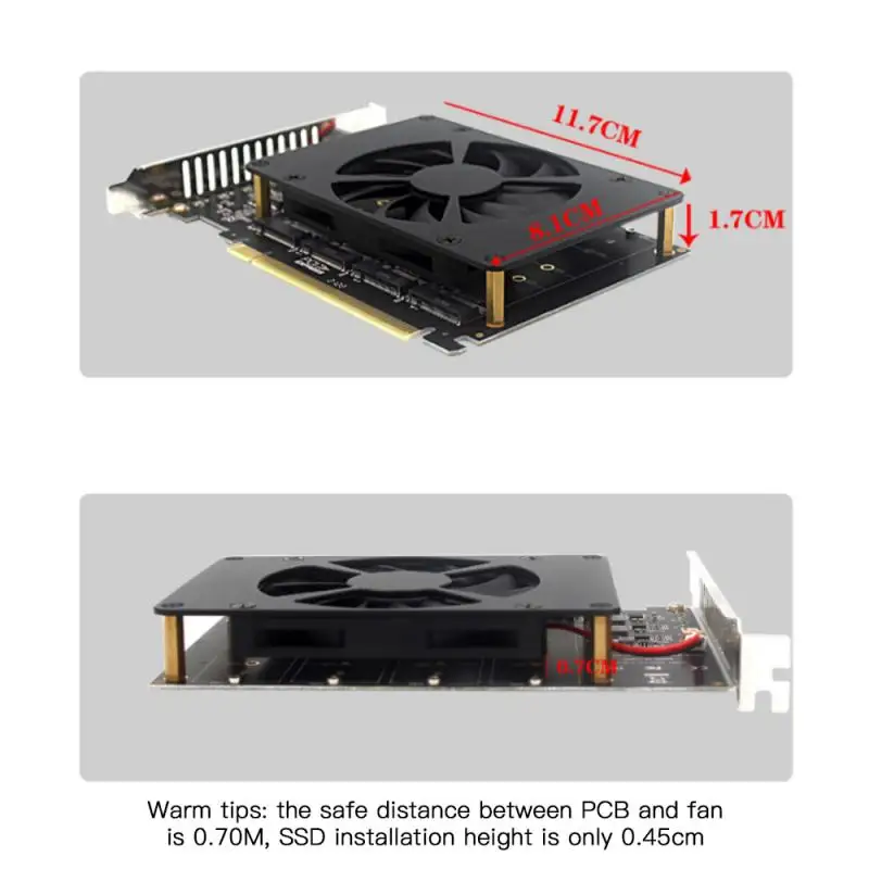 Плата расширения SSD RAID Array адаптер для материнской платы PCI-E Split Card PCI-EX16 NVME M.2 MKEY