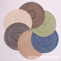 cotton yarn western placemat dinner plate mat cloth woven round heat insulation pad anti scald coaster table mat pot mat
