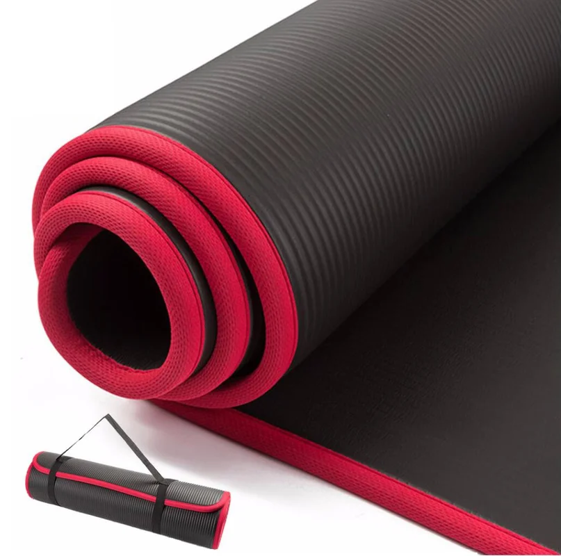 

10MM Extra Thick 183cmX61cm High Quality NRB Non-slip Yoga Mats For Fitness Tasteless Pilates Exercise Pads with Bandages Gym
