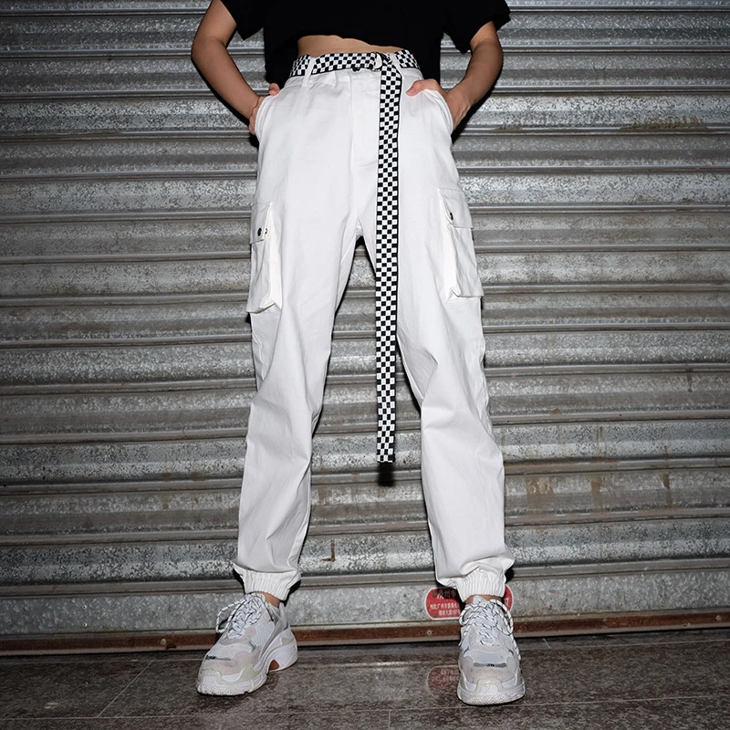 Женский ремень в шахматную клетку Холщовый пояс широкий повседневный