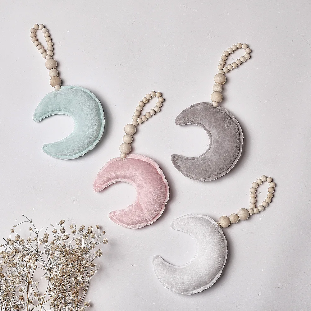 4pcs MOON 3 шт./4 шт. украшение для детской комнаты Аксессуары для детской комнаты украшение для детской комнаты для маленькой девочки украшение для комнаты с Луной и деревянными бусинами детское украшение для детской комнаты для новорожденных - Цвет: 4pcs MOON