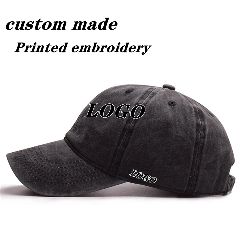

Wholesale Hat custom washed hat DIY advertising cap picture logo printing micro-label travel caps men women hat