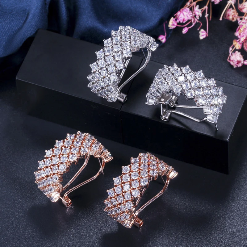 ThreeGraces Роскошные серьги розового золота ювелирные изделия в римском стиле