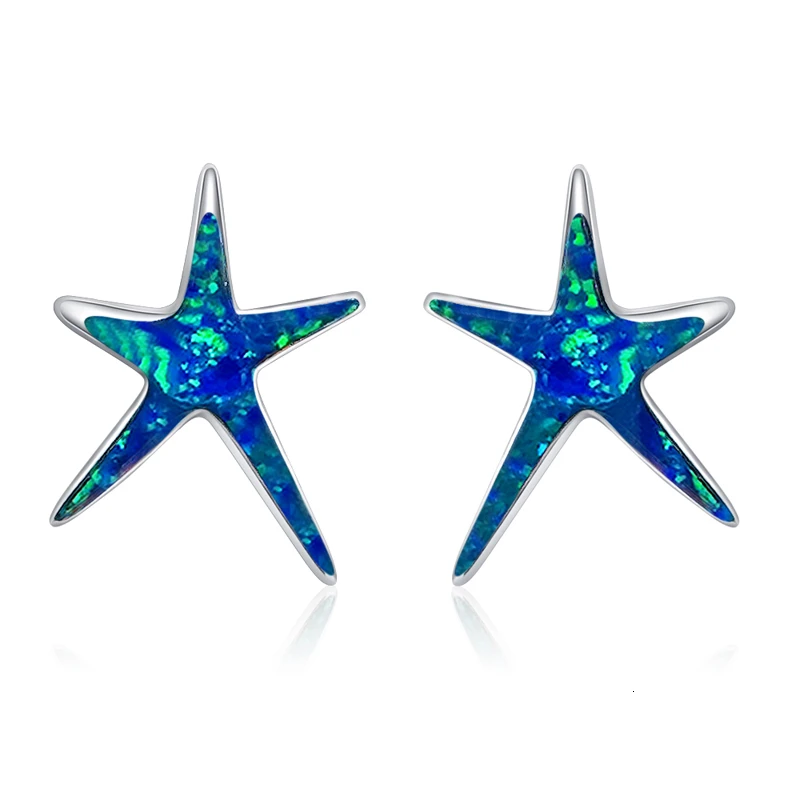 Женские серьги с голубым опалом oe792 дизайнерские из серебра 925 пробы простым