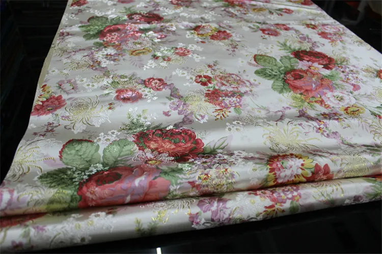 CF213 1 ярд фиолетовый пион китайский свадебное платье невесты ткань Cheongsam ткань фестиваль жаккардовые парчи DIY Ткань для шитья