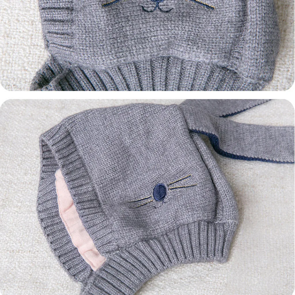 Милая вязанная шапка с очень длинными заячьими ушками бини для мужчин и женщин 0-18