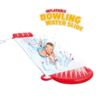 for children 49075cm bowling water slide with 6 pins water play toys outdoor lawn spray water slide bed single surfboard