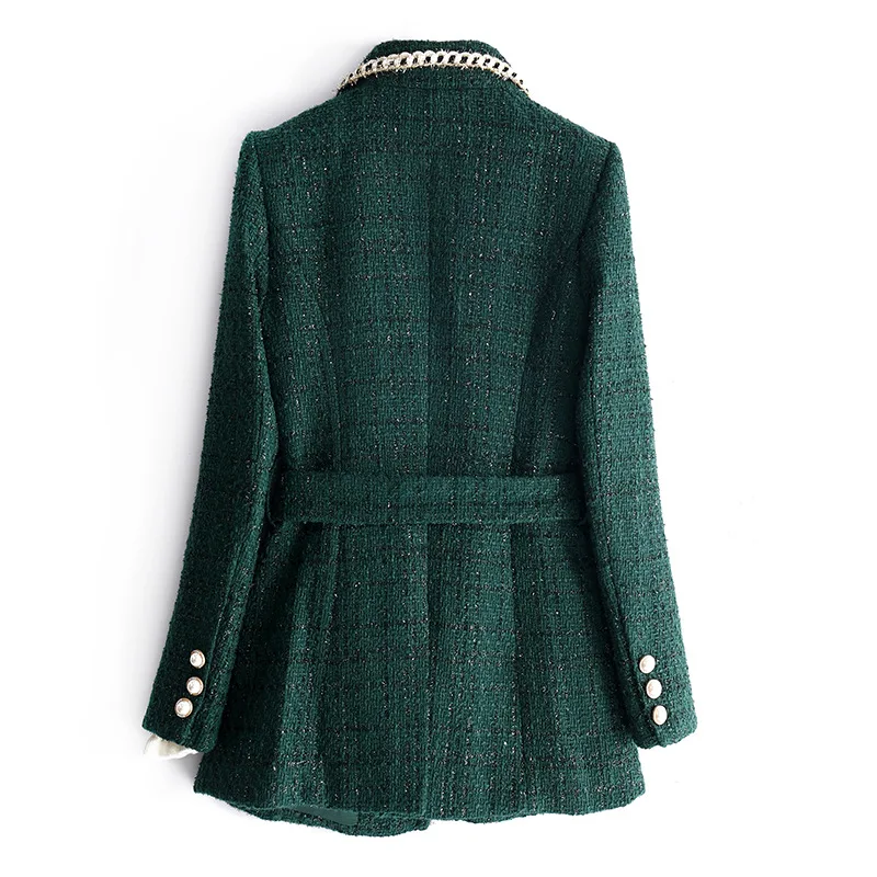 

High-end Brand Tweed Coat Fall Winter Women's Coats 2019 New Casual Hit Color Lapel Coats Thicken Warm Slim Woolen Coat Women
