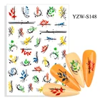 Самоклеящиеся 3D-Наклейки для ногтей, аксессуары из фольги для дизайна ногтей с черной линией и травой, весна-лето