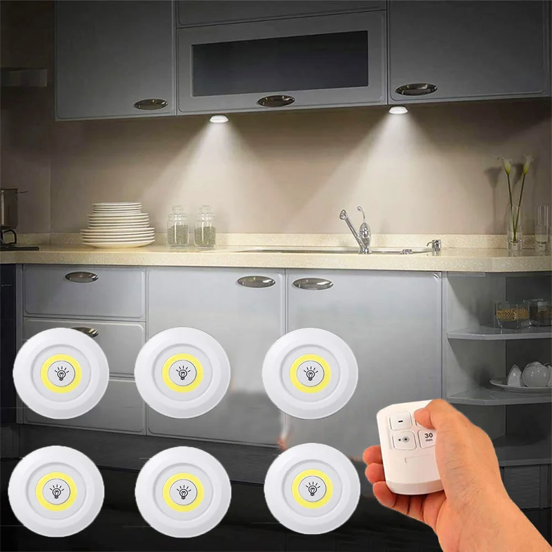 

3W Super Bright Cob Cabinet Light Led Wireless Remote Control Dimmable Timing Wardrobe Night Lamp Home Bedroom Kitchen Lighting