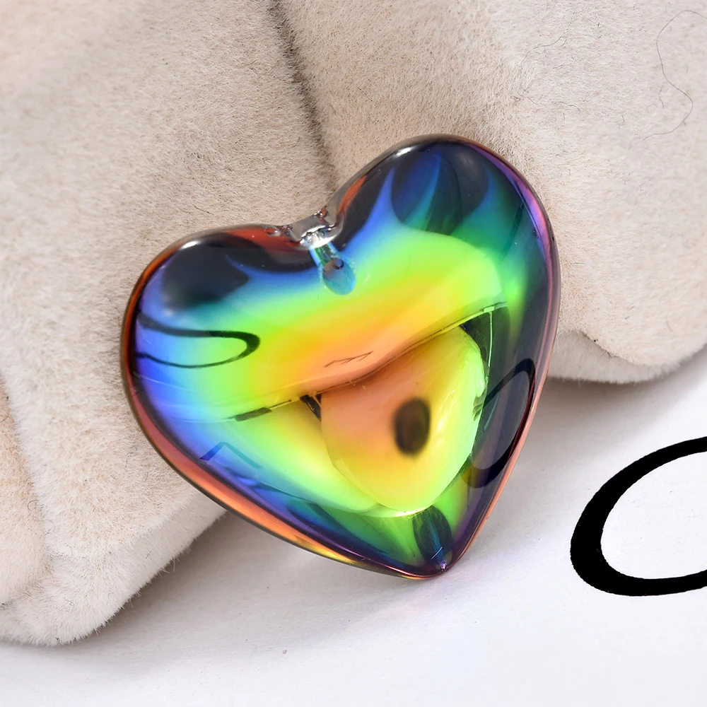 30x24 мм радуга искусственный кристалл сердце кулон из бисера стимпанк ожерелья