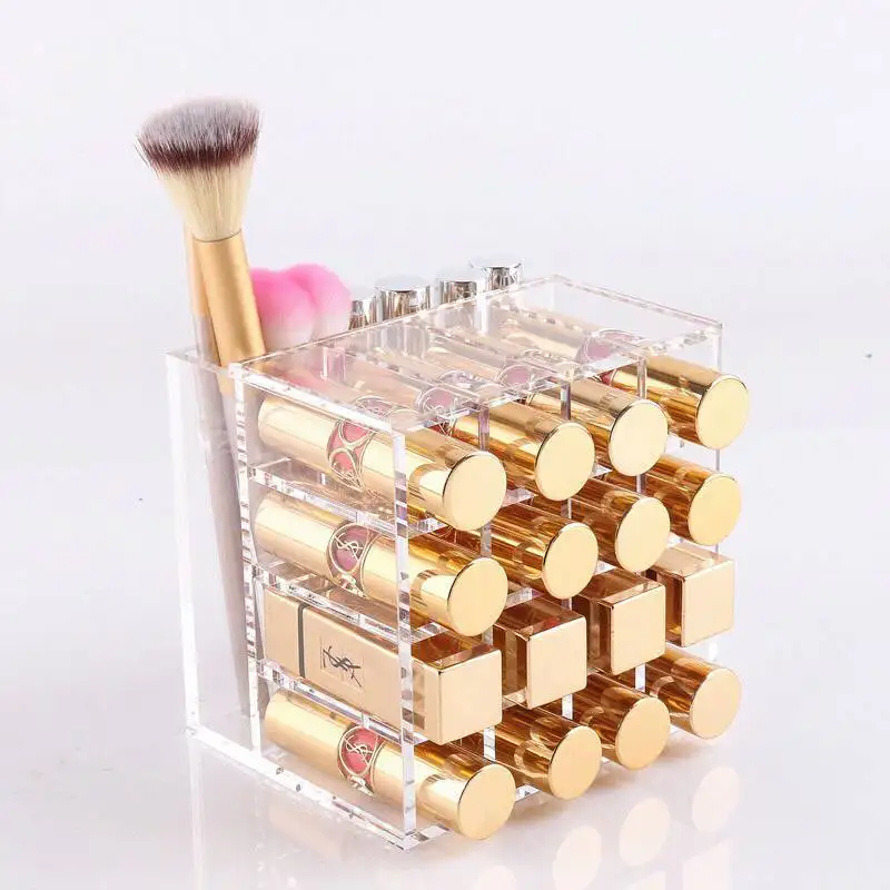 

New Clear Acrylic 16 Grids Makeup Organizer cosmetic Storage Box Lipstick Makeup box case