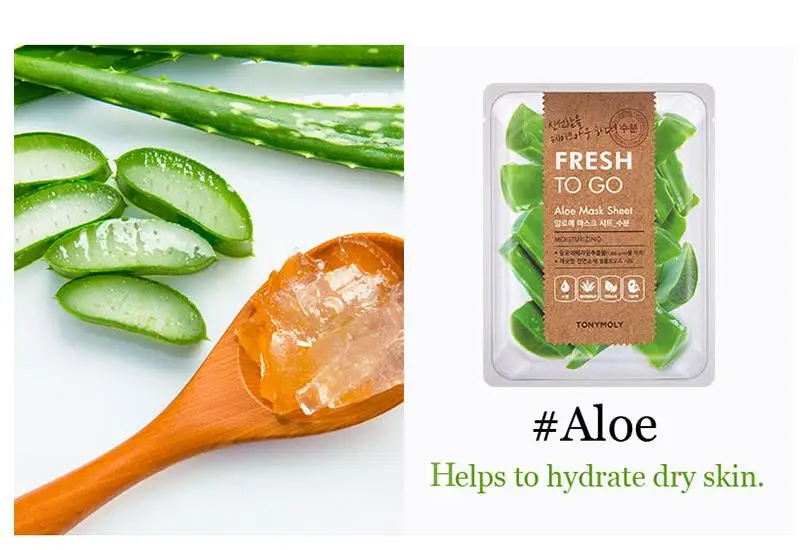 Aloe 5pcs TONYMOLY Fresh To Go маска лист 5 шт. Фруктовая увлажняющая маска для лица контроль масла отбеливание сокращение пор маска для лица корейская косметика - Цвет: Aloe 5pcs