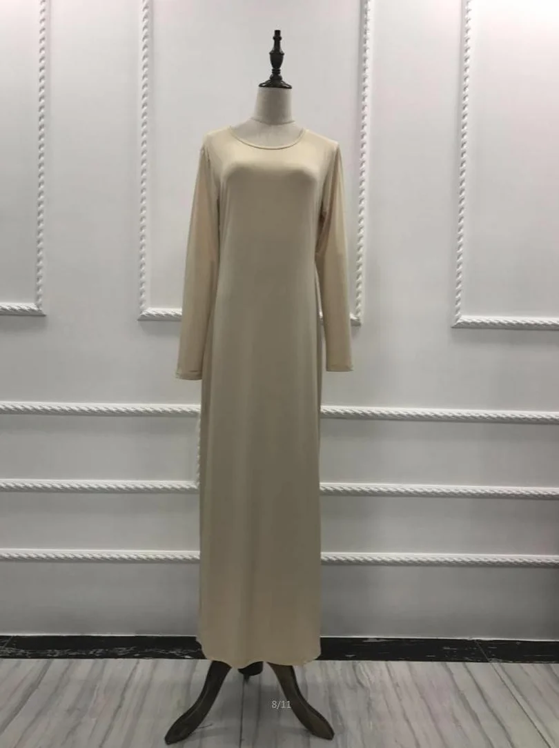 Элегантное мусульманское платье чистого цвета abaya арабское турецкое длинное из