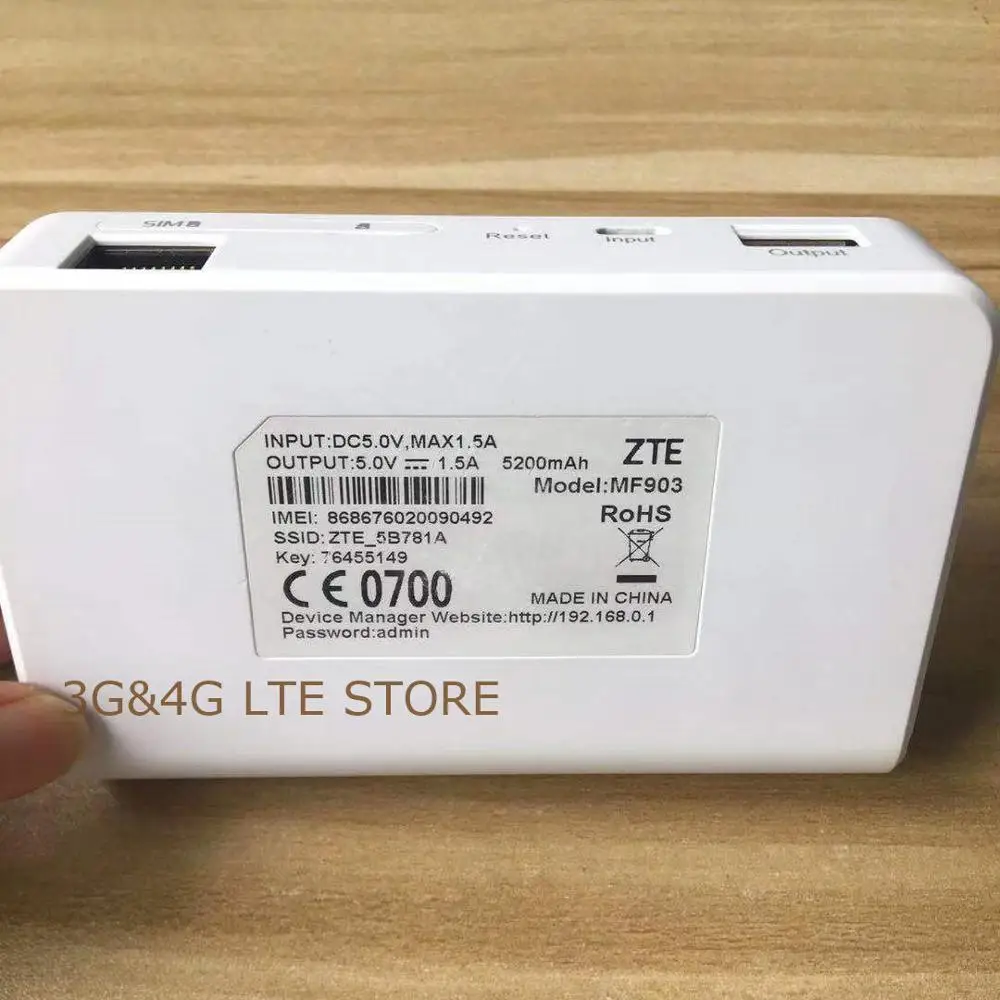 Разблокированный Карманный Wi Fi роутер ZTE MF903 4G LTE с внешним аккумулятором 5200 мАч и