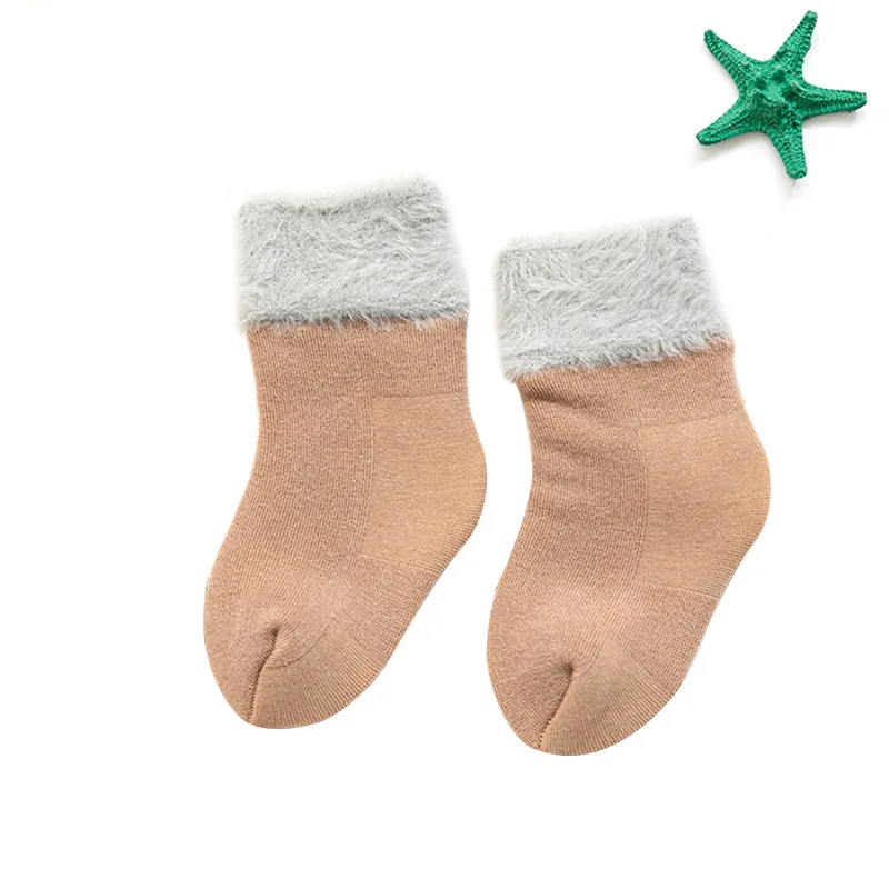 Зимние толстые махровые носки для малышей милые теплые хлопковые новорожденных