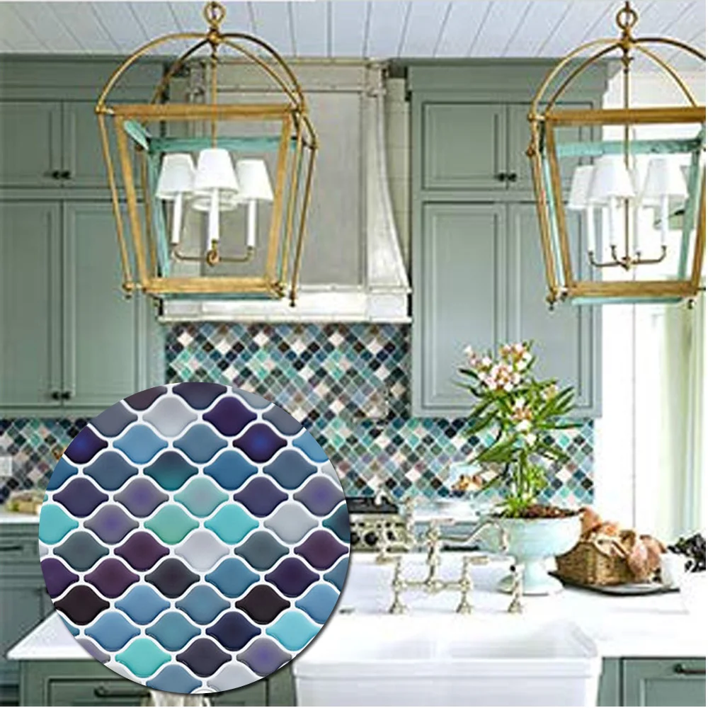 

1*21.3*25cm Wall Sticker Colorful Mosaic Tile Wall Sticker Decal Kitchen Bathroom Decor Waterproof 2021 New