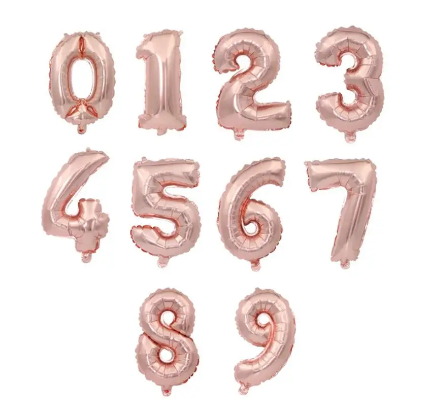16 32 40 дюймов цифры воздушные шары гелиевый фольгированный шар серебряные розовые