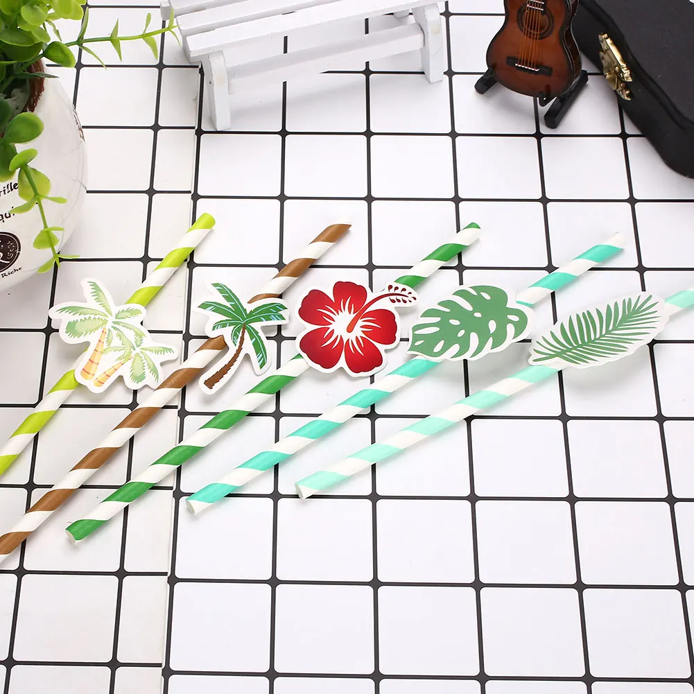 Соломинка для питья одноразовая соломинка детей тропические растения 10 шт.