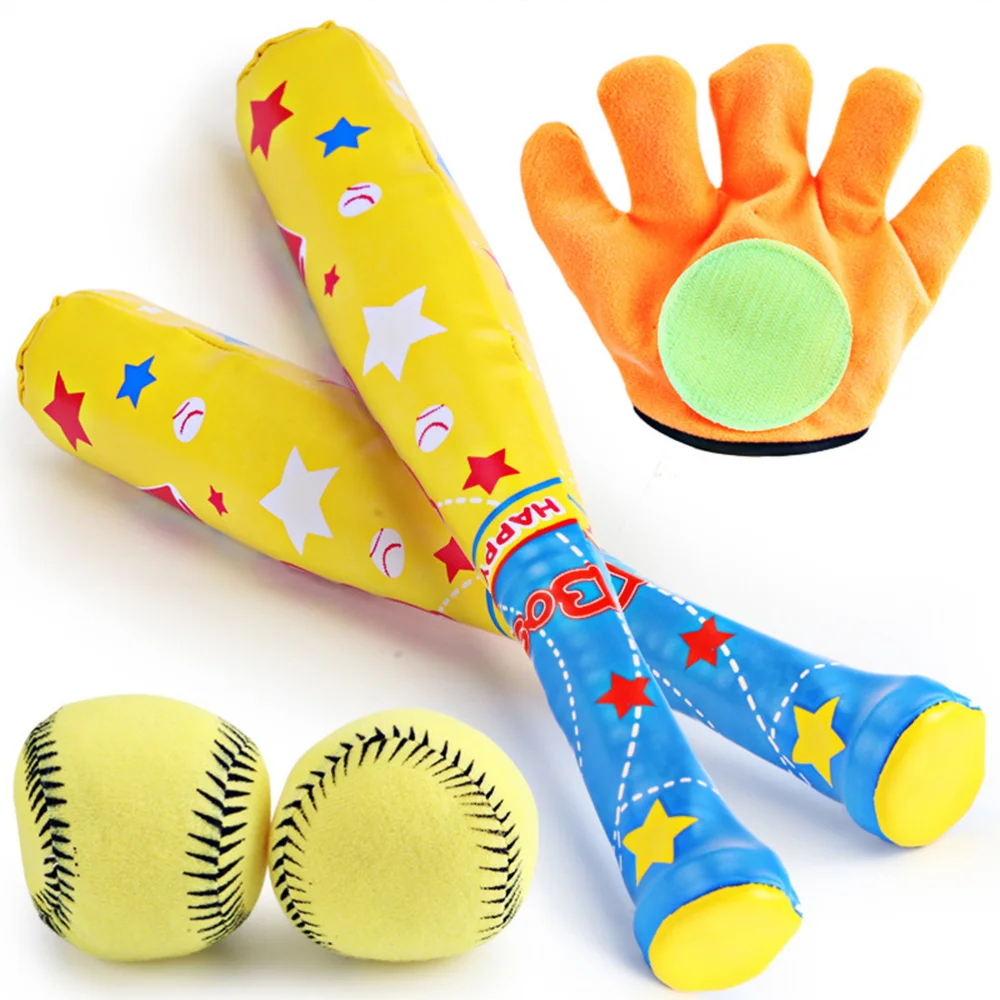 

1 Set/4 Pcs ABS Baseball Kit Baseball for Kids Chindren Outdoor Sports (1 Pc Bat, 1 Pc Hoop and Loop Glove, 2 Pcs Baseball)