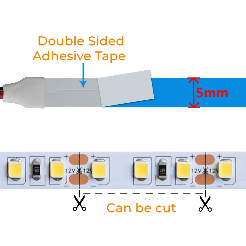 Светодиодная лента SMD2835 высокой яркости 5 м/рулон мм 12 В постоянного тока 120