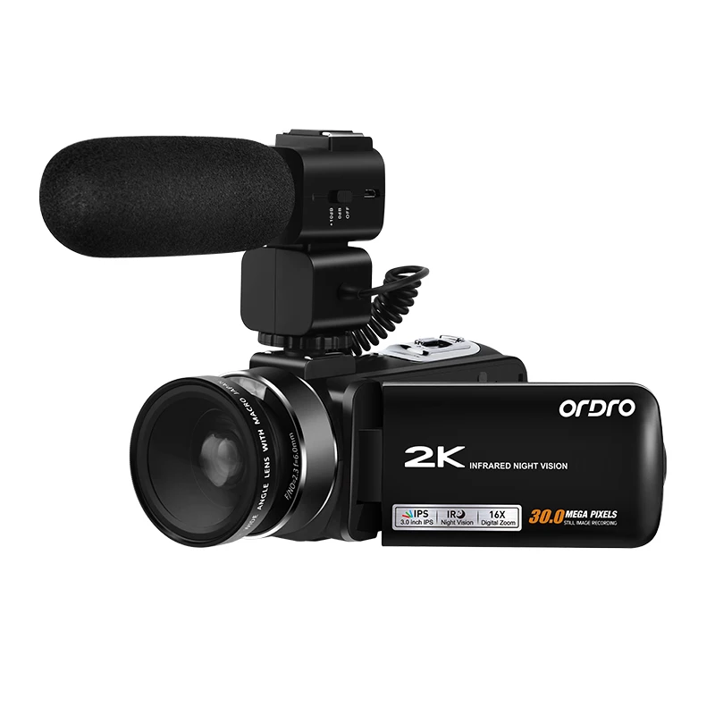 

Ordro HDV-Z63 2K Infrared Night Digital Video Camera Vision Camcorder Wifi HD 1080P 30fps with Remote Control Dual LED Lights