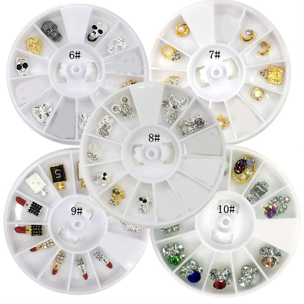 

10pcs Mixed Nail Art Bow Super Flash Rhinestone3D Japanese Alloy Top Crystal Nail Art Zircon Art Decoration DIY Nail Accessories