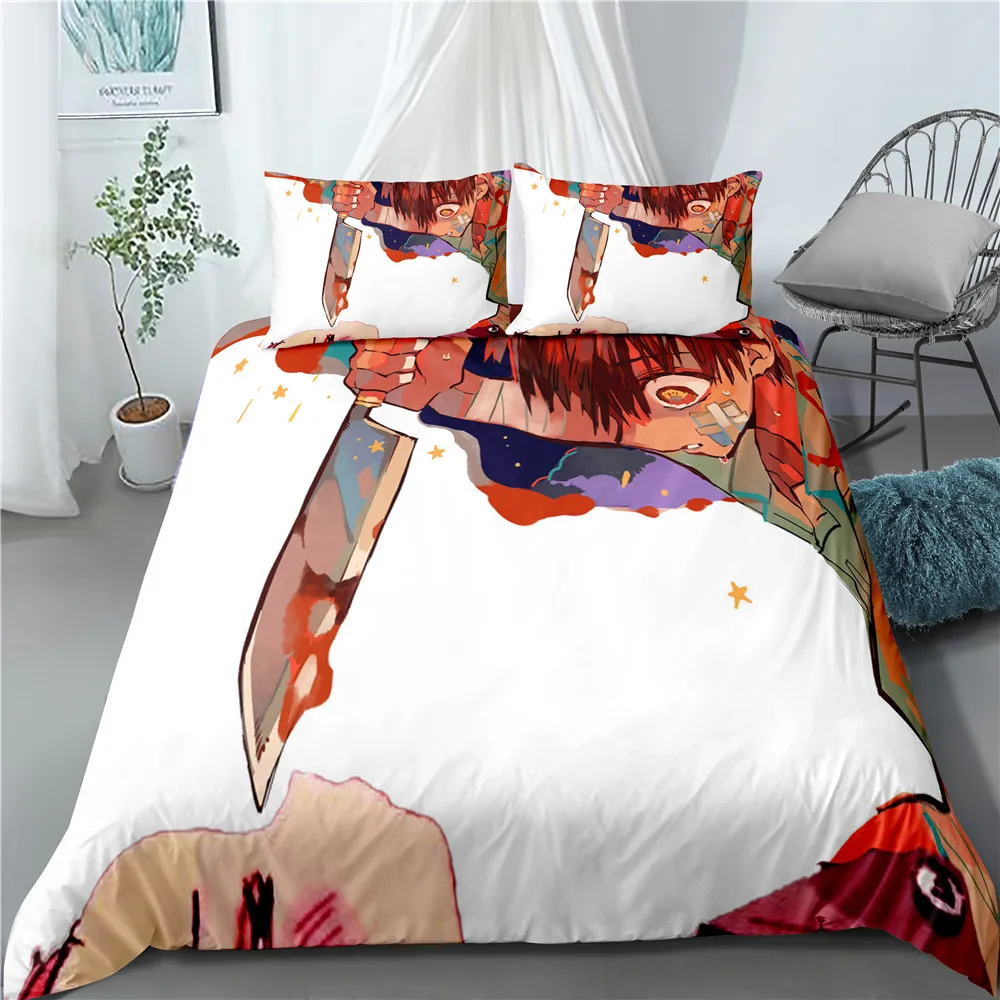 

3D Print Anime Toilet-bound Hanako-Kun Home Bedding Sets Japanese Cartoon Duvet Cover Set 100% Microfiber Comforter Cover Set