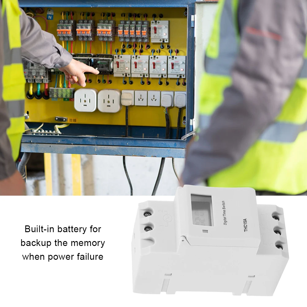 

THC15A Daily/Weekly Programmable Din Rail Digital Timer LCD Display Time Switch Relay 220V AC Rail Programmable Timer 220-240VAC