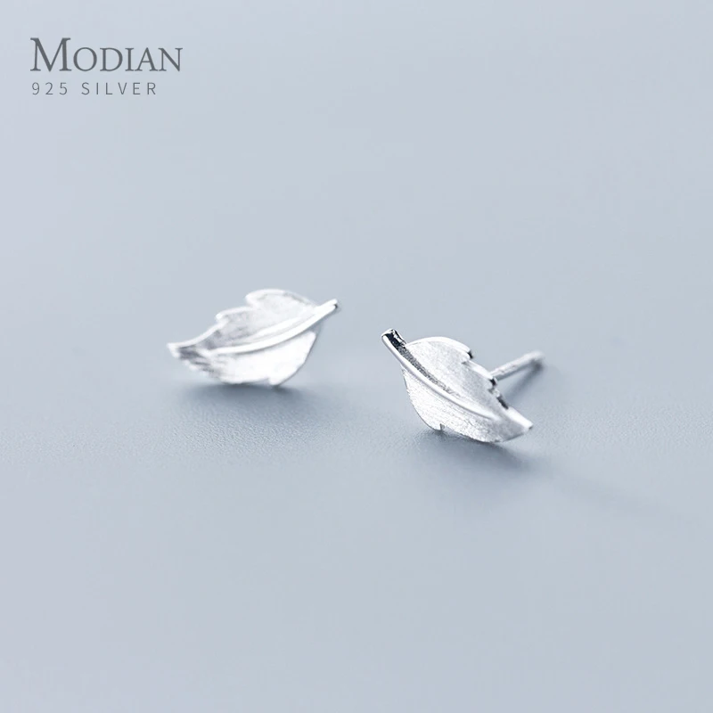 

Modian Genuine 925 Sterling Silver Minimalist Leaves Anti-Allergy Stud Earring for Women Fashion Ear Pin Fine Jewelry Kids Gift