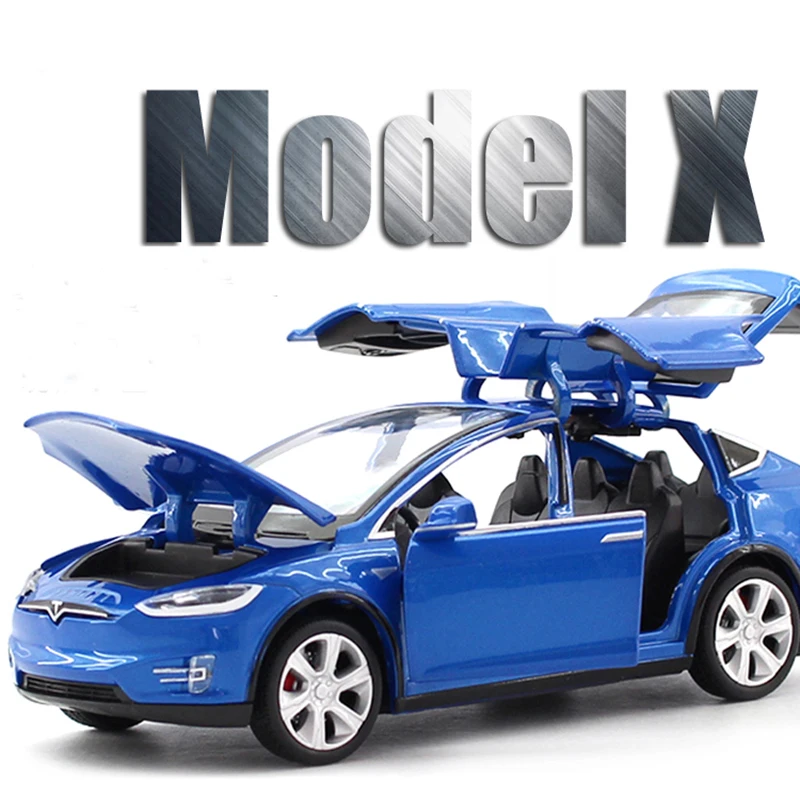 

1:32 Tesla MODEL X Alloy Car Model Metal Diecasts Vehicles Pull Back Car With Music And Light Toys For Children Christmas Gifts