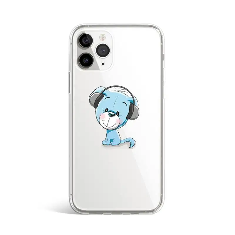 

Music-loving animals Phone Case Transparent for iPhone 11 12 mini pro XS MAX 8 7 6 6S Plus X 5S SE 2020 XR