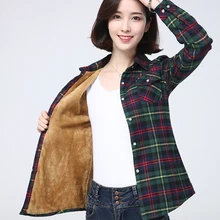 2021 Winter New Plus Thick Fleece Womens Warm Plaid Shirt Coat Lady Casual Velvet Jacket Tops Hot Brand Woman Clothes Outerwear