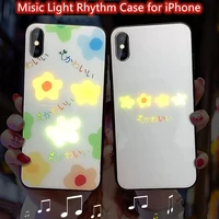 2021 smart music led flash color change phone case for iphone x xr xs max 11 12 8 7 6 plus sms voice lighting shine cover capa
