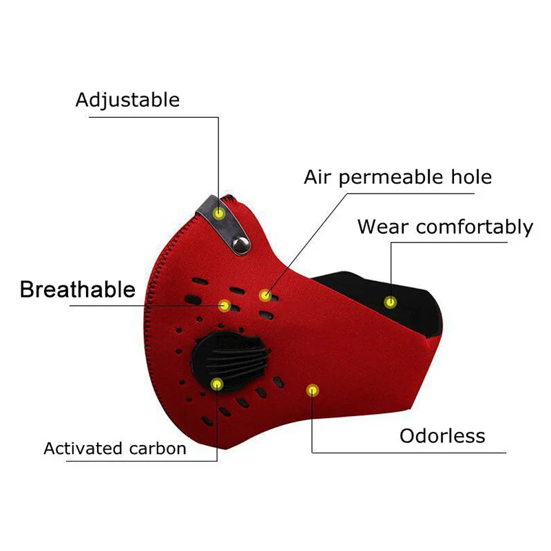 Пылезащитная мотоциклетная маска для лица уличная дышащая с углеродным фильтром