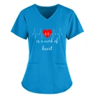 Женская защитная одежда с коротким рукавом и V-образным вырезом