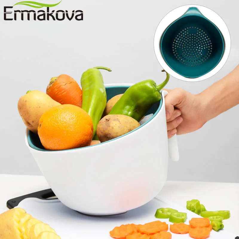 ERMAKOVA корзина с двойным сливом пластиковая фильтром для раковины хранения овощей