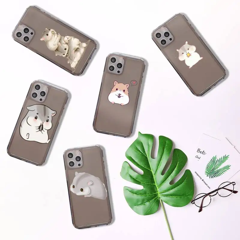 

Hamsters cartoon cute lovely Phone Case For iPhone 7 8 11 12 X XS XR MINI Pro Max Plus Retro Black Grey clear transparent