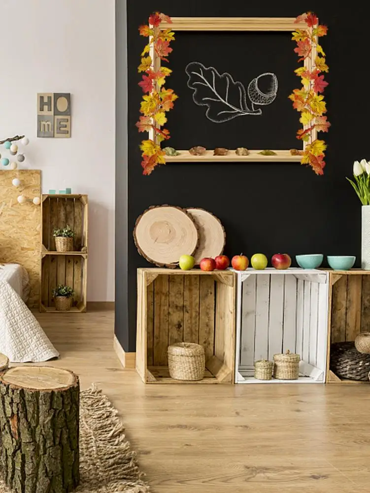 Осенняя гирлянда с листьями футов для сада осени благодарения кленовые листья