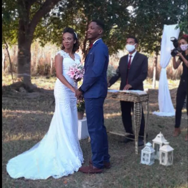 Женское свадебное платье с юбкой годе кружевное аппликацией 2022 - купить по