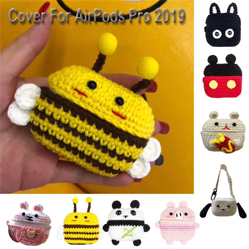Чехол для AirPods Pro 2019 Вязаный милый плюшевый защитный чехол против потери Air-Pods 3