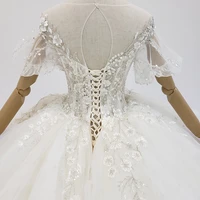 HTL1521Ball-Gown Wedding-Dresses 2020 New Luxury Sexy Lace Up Beaded Sequins Bridal Gown Real Photos