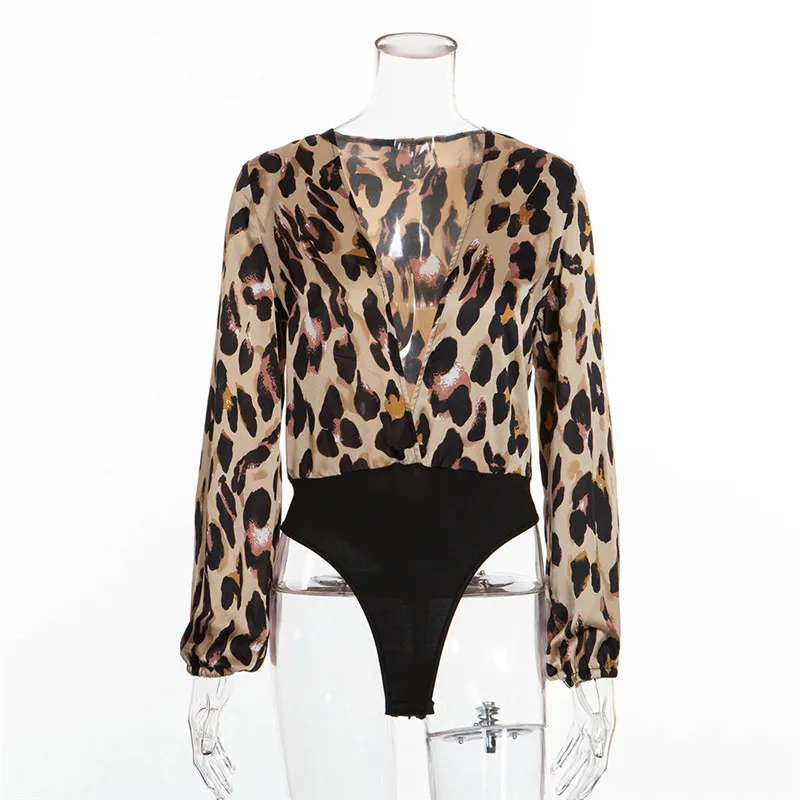 Дикий сексуальный Змеиный Леопардовый принт женский боди глубокий v образный